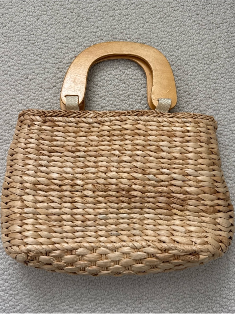 White Stag Natural Woven Tote with Turquoise & Red Beaded Accent - Picture 2 of 6